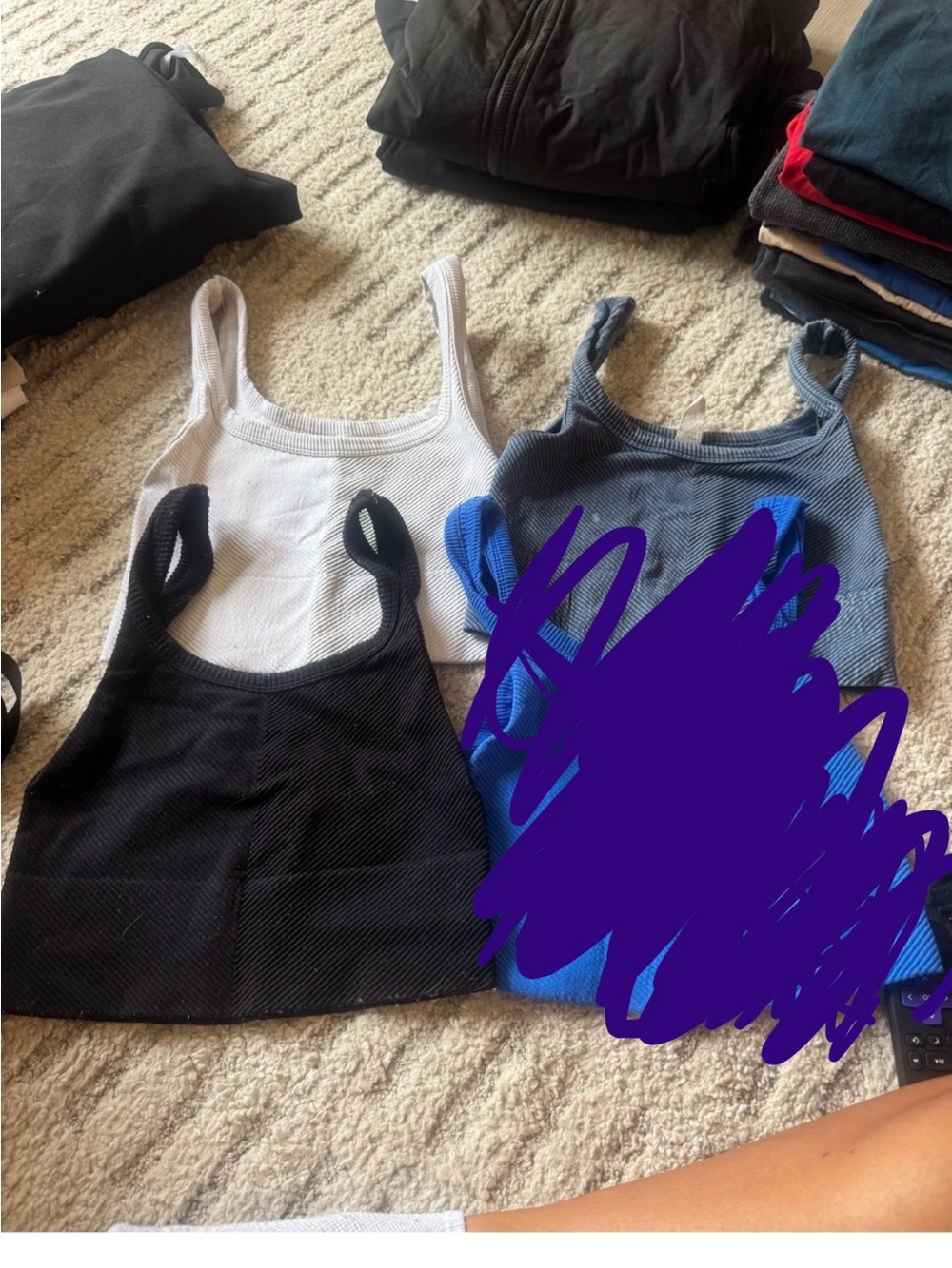🌊Ribbed Scoop Neck Tank Top - White, Black, Blue